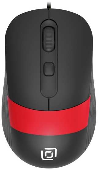 Мышь Oklick 310M черная/красная оптическая (2400dpi) USB для ноутбука (4but) (1869102)