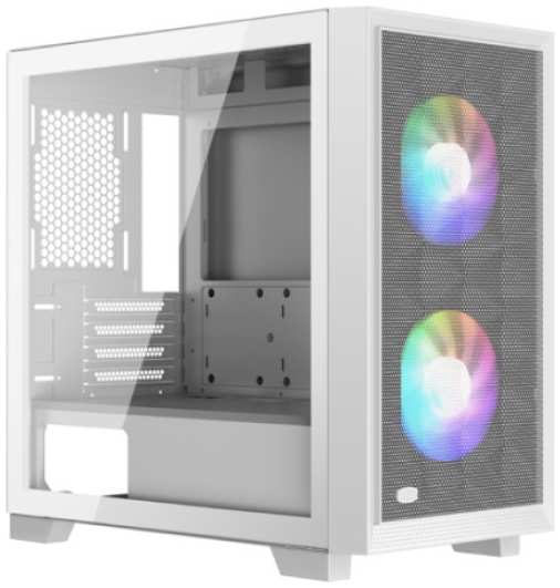 Корпус mATX PCCooler C3D310 WH ARGB без БП, боковая панель из закалённого стекла, 2*USB 3.0