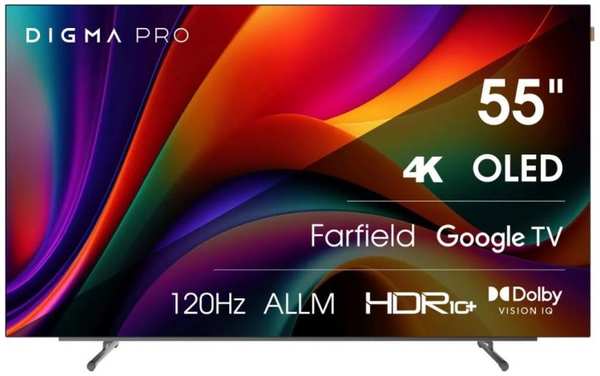 Телевизор Digma Pro OLED 55M 55″ Google TV Frameless / 4K Ultra HD 120Hz DVB-T DVB-T2 DVB-C DVB-S DVB-S2 USB 2.0 WiFi Smart TV