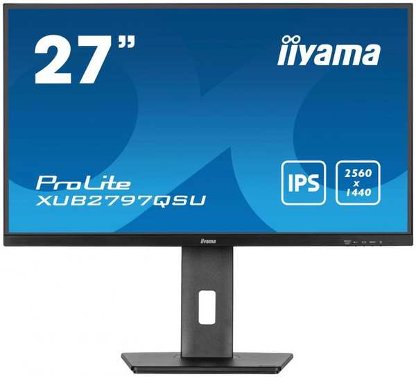 Монитор 27″ Iiyama ProLite XUB2797QSU-B1 2560x1440 LED, 16:9, IPS, 250cd, 1300:1, 80M:1, 1ms(MPRT), 178/178, DP, HDMI, HDCP, audio, 100Hz, Speakers, H