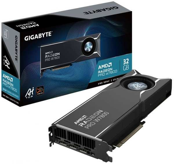 Видеокарта PCI-E GIGABYTE Radeon PRO W7800 AI TOP (W7800 AI TOP 32G) 32GB GDDR6 256bit 5nm 1855/2250MHz mDP 3*DP BLOWER RTL