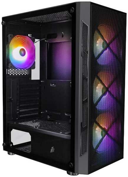 Корпус ATX 1STPLAYER FIREBASE XP Black XP-BK-4F1 черный, без БП, окно из закаленного стекла 9698840830