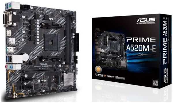 Материнская плата mATX ASUS PRIME A520M-E/CSM AM4, AMD A520, 2*DDR4(4866), 4*SATA 6G RAID, M.2, PCIe, 7.1CH, Glan, 4*USB 3.2 Gen 1, USB 3.2 Gen 2, 2*U