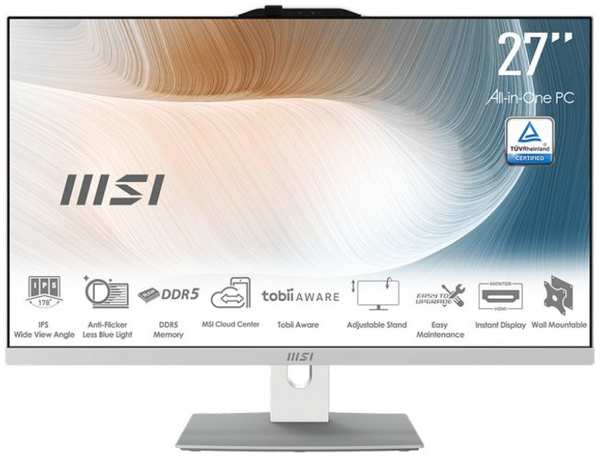 Моноблок 27'' MSI Modern AM272P 1M 9S6-AF8232-697 Core 5 120U/8GB/256GB SSD/noDVD/Intel Graphics/1920x1080 IPS/Cam/BT/WiFi/NoOS