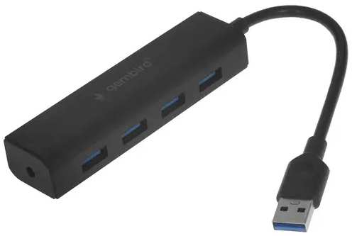 Разветвитель USB 3.1 Gembird UHB-C354 4хUSB, с доп.питанием (порт DC), кабель USB 15см, черный 9698845573