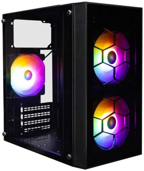 Корпус mATX 1STPLAYER FIREBASE X1 X1-BK-3F1 черный, без БП, окно из закаленного стекла, USB3.0, USB2.0, audio 9698846432