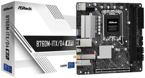 Материнская плата mini-ITX ASRock B760M-ITX/D4 WIFI (LGA1700, Intel B760, 2*DDR4 (5333+), 4*SATA3 6G, M.2, PCIe, Glan, WiFi, BT, VGA, HDMI, DP, USB Ty 9698846740