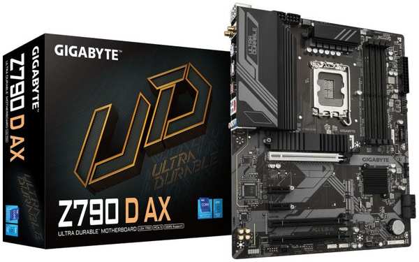 Материнская плата ATX GIGABYTE Z790 D AX (LGA1700, Intel Z790, 4*DDR5 (7600), 4*SATA 6G RAID, 3*M2, 3*PCIe, 2.5Glan, WiFi, BT, HDMI, DP, 5*USB 3.2, US 9698846781