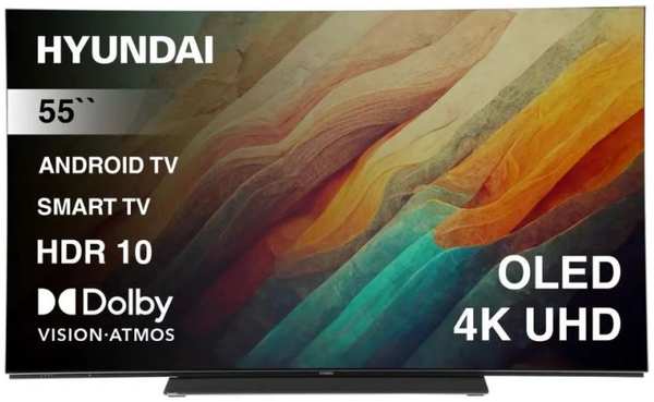 Телевизор Hyundai H-LED55OBU7700 55″ Android TV Frameless / 4K Ultra HD 120Hz DVB-T DVB-T2 DVB-C DVB-S DVB-S2 USB WiFi Smart TV