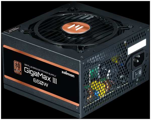 Блок питания ATX Zalman ZM650-GV3 650W, ATX 3.0, Active PFC, 80Plus Bronze, Gen5 PCIe, 120mm fan, retail