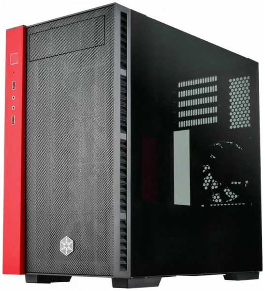 Корпус mATX SilverStone G410RL08BRRG020 черно-красный, без БП, окно из закаленного стекла, 2*USB 3.0 Type-A, audio 9698849341