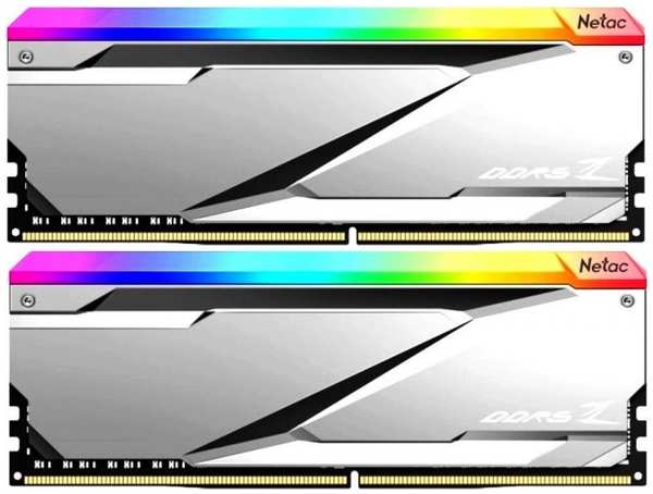 Модуль памяти DDR5 32GB (2*16GB) Netac NTZED5P64DP-32S RGB, PC5-51200, 6400Mhz, CL32, 1.35V, silver