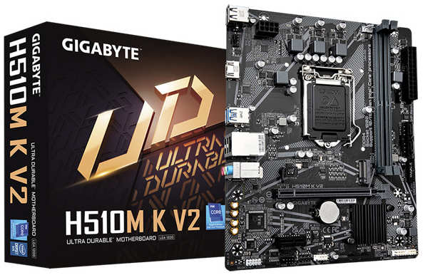 Материнская плата mATX GIGABYTE H510M K V2 2.0 (LGA1200, Q470, 2*DDR4(3200), 2*SATA 6G RAID, M.2, PCI-E, Glan, 2*USB 3.2, 4*USB 2.0, HDMI)