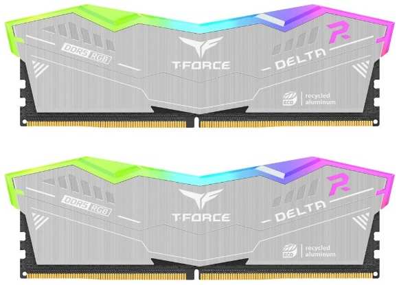 Модуль памяти DDR5 32GB (2*16GB) Team Group FF2D532G6400HC32ADC01 T-Force Delta RGB ECO Silver PC5-51200 6400MHz CL32 1.35V