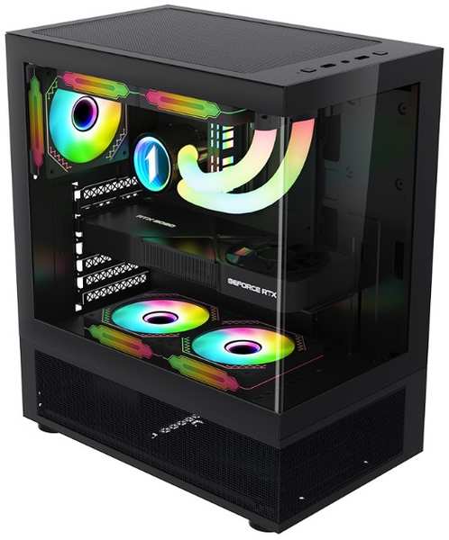 Корпус ATX 1STPLAYER MIKU Mi7-A black, без БП, боковая панель из закаленного стекла, USB 3.1, USB 2.0, audio 9698861532