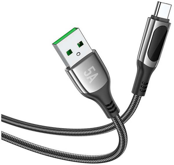 Кабель интерфейсный Hoco S51 5A EXTREME USB (m)-USB Type-C (m) 1.2м черный (2003711)