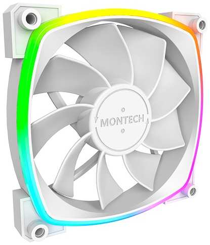 Вентилятор для корпуса Montech RX120 PWM WHITE reverse, 120mm, 800-1600rpm, 59CFM, 27dBa, 4-pin PWM, ARGB, white 9698863410