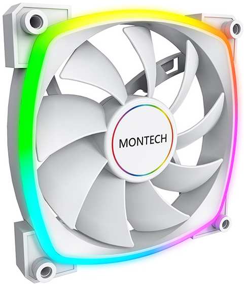 Вентилятор для корпуса Montech AX140 PWM WHITE 140mm, 600-1600rpm, 90CFM, 27.9dBa, 4-pin PWM, ARGB, white 9698863414