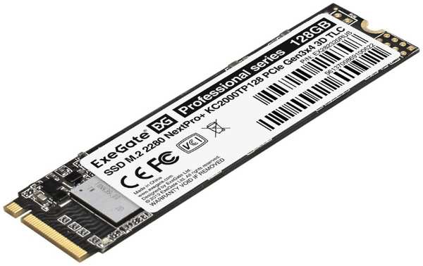 Накопитель SSD M.2 2280 Exegate NextPro+ KC2000TP128 EX282320RUS 128GB 1200/600MB/s PCIe Gen3x4, NVMe, 3D TLC 40 TBW MTBF 2M