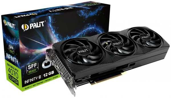 Видеокарта PCI-E Palit GeForce RTX 4070 SUPER INFINITY 3 OC (NED407ST19K9-1043S) 12GB GDDR6X 192bit 5nm 1980/21000MHz HDMI/3*DP