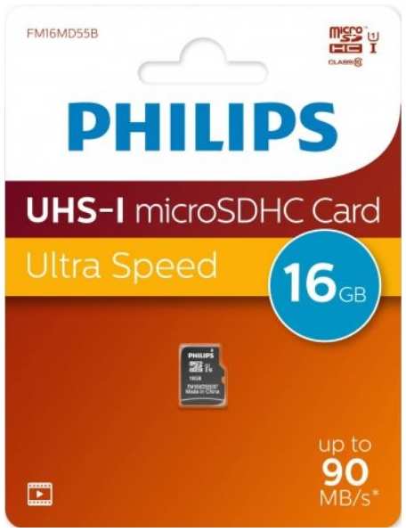 Карта памяти MicroSDHC 16GB Philips FM16MD55B/97 High Speed Class 10 90MB/s 9698864627