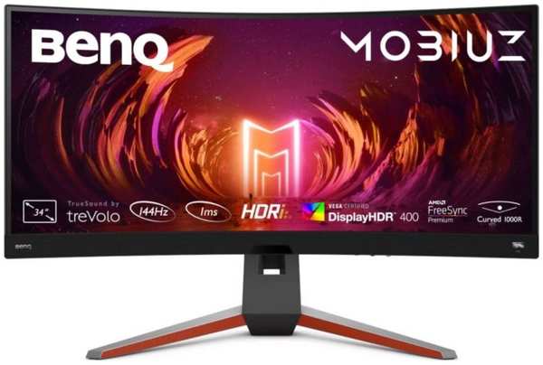 Монитор 34″ BenQ EX3410R 3440x1440 LED, 21:9, IPS, 400cd, 3000:1, 20M:1, 2ms, 178/178, 2*HDMI, DP, audio, 144Hz, Speakers, HAS, tilt, swivel, VESA 100 9698864861