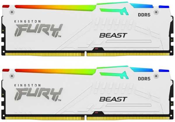 Модуль памяти DDR5 64GB (2*32GB) Kingston FURY KF556C40BWAK2-64 Beast White RGB XMP PC5-44800 5600MHz 2RX8 CL40 1.25V 288-pin 16Gbit 9698866410