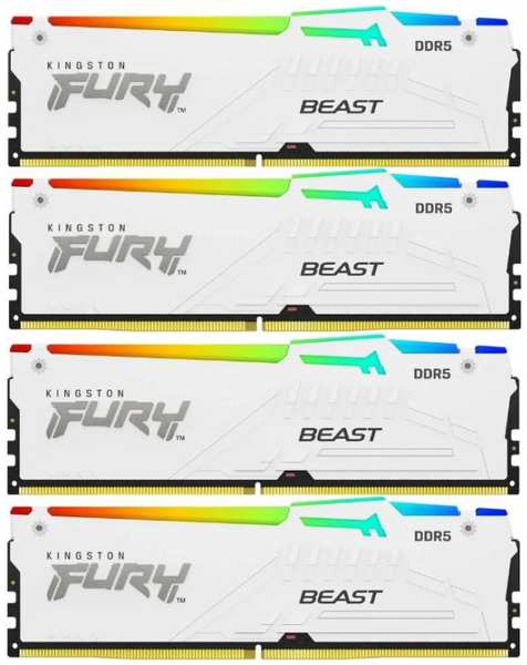 Модуль памяти DDR5 64GB (4*16GB) Kingston FURY KF552C40BWAK4-64 Beast RGB XMP PC5-41600 5200MHz 1RX8 CL40 1.25V 288-pin 16Gbit heatsink