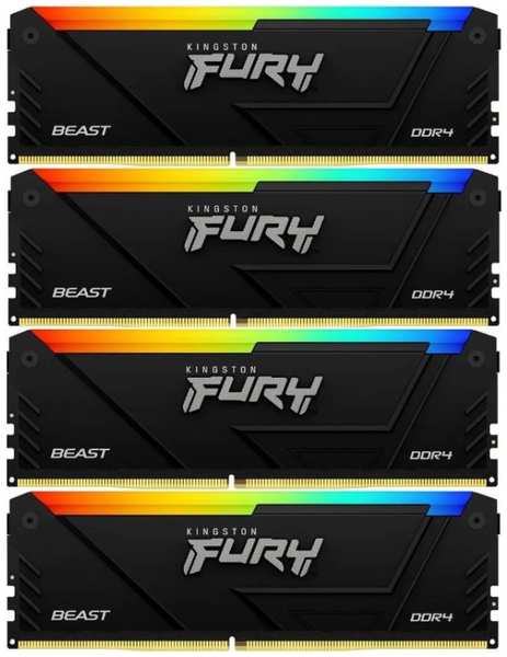 Модуль памяти DDR4 64GB (4*16GB) Kingston FURY KF426C16BB2AK4/64 Beast RGB PC4-21300 2666MHz 1Rx8 CL16 1.2V 288-pin 8Gbit heatsink 9698866414