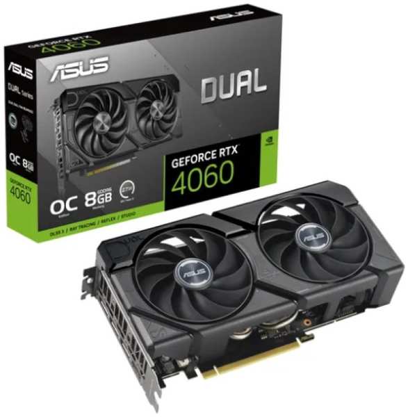 Видеокарта PCI-E ASUS GeForce RTX 4060 DUAL OC (DUAL-RTX4060-O8G-V2) 8GB GDDR6 128bit 1830/17000MHz 5nm HDMI/3*DP