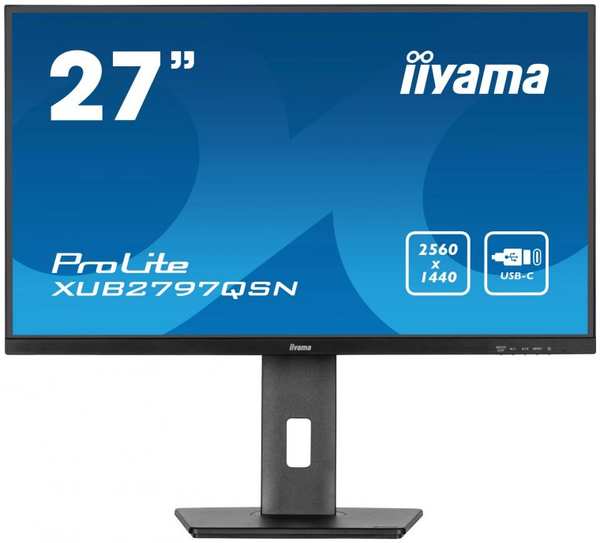 Монитор 27″ Iiyama ProLite XUB2797QSN-B1 2560x1440 LED, IPS, 16:9, 250cd, 1300:1, 1ms, 178/178, HDMI, M/M, DP, USB, 100Hz, Has, Piv