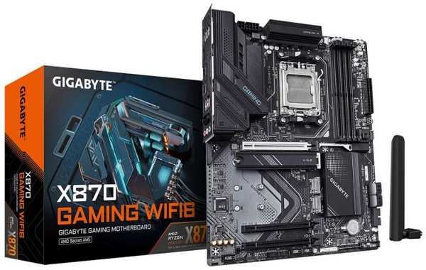 Материнская плата ATX GIGABYTE X870 GAMING WIFI6 (AMD AM5, X870, 4*DDR5 (4400), 4*SATA 6G RAID, 3*PCIe, 3*M.2, WiFi, BT, 4*USB 3.2, 4*USB 2.0, 2*USB T