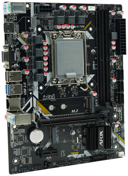 Материнская плата mATX Afox IH610D4-MA5-V4 (LGA1700, H610, 2*DDR4 (3200), PCIe, M.2, 3*SATA 6G, HDMI, VGA, 2*USB 2.0, 2*USB 3.0)