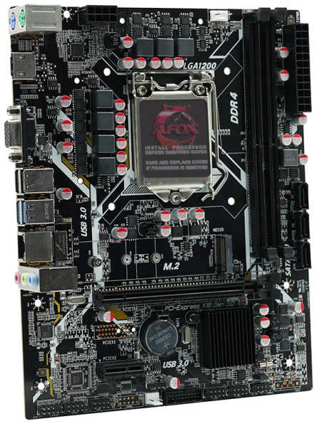 Материнская плата mATX Afox IH510D4-MA6-V2 (LGA1200, H510, 2*DDR4 (3200), PCIe, M.2, 3*SATA 6G, HDMI, VGA, 2*USB 2.0, 2*USB 3.0)