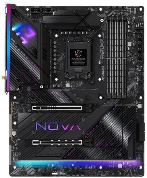 Материнская плата ATX ASRock Z790 NOVA WIFI (LGA1700, Z790, 4*DDR5 (5200), 4*SATA 6G RAID, 7*M.2, 3*PCIe, WiFi, BT, HDMI, DP, 8*USB 3.2, 2*USB 2.0, US