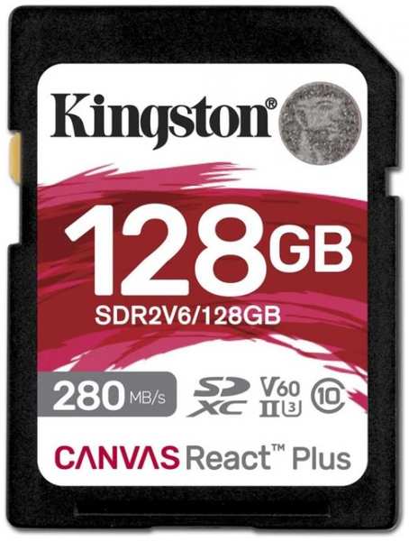 Карта памяти SDXC 128GB Kingston SDR2V6/128GB Canvas React Plus UHS-I Class U3 V60, 280R/100W