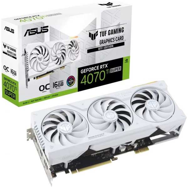 Видеокарта PCI-E ASUS GeForce RTX 4070 Ti TUF Gaming BTF White OC (TUF-RTX4070TIS-O16G-BTF-WHITE) 90YV0KI0-M0NA00 16GB GDDR6X 256bit 5nm 2340/21000MHz 9698880226