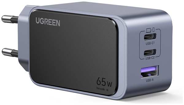 Зарядное устройство сетевое UGREEN X553 35042_ Nexode S 65W USB-A+2*USB-C GaN Tech Fast Charger EU, gray 9698880240