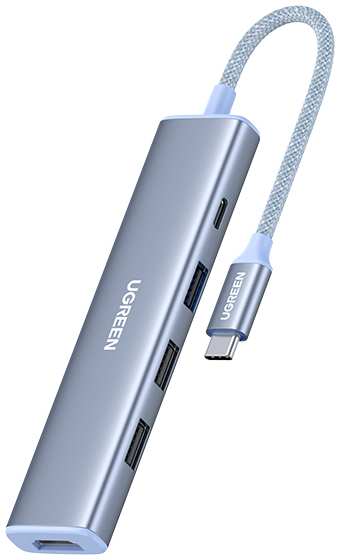 Концентратор UGREEN CM478 35581_ USB-C To HDMI 4K@31Hz+3*USB 3.0 A+PD Power Converter, blue 9698880243