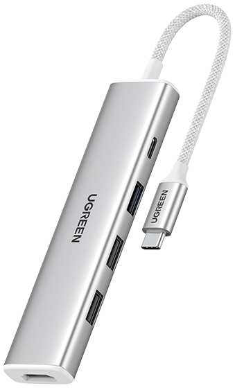 Концентратор UGREEN CM478 35580_ USB-C To HDMI 4K@30Hz+3*USB 3.0 A+PD Power Converter, creamy white 9698880249