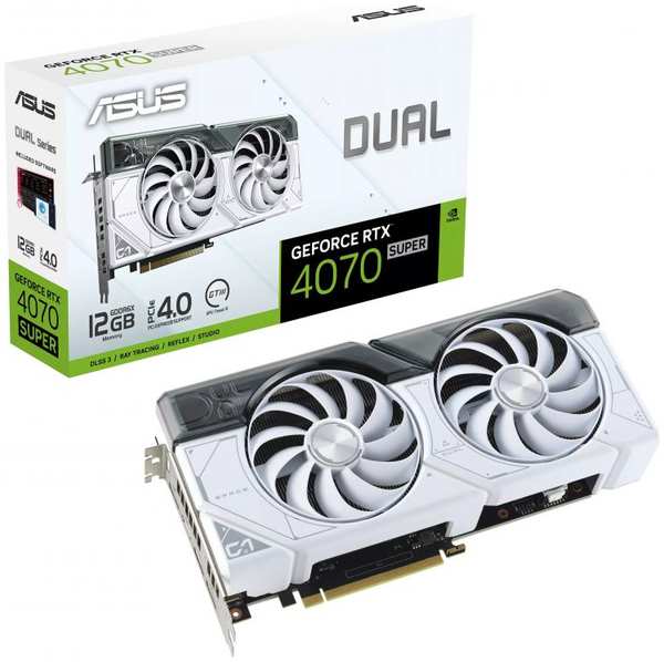 Видеокарта PCI-E ASUS GeForce RTX 4070 SUPER (DUAL-RTX4070S-12G-WHITE) 12GB GDDR6X 192bit 5nm 1920/21000MHz HDMI/3*DP 9698881015