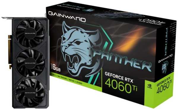 Видеокарта PCI-E Gainward GeForce RTX 4060 Ti PANTHER (NE6406T019T1-1061Z) 16GB GDDR6 128bit 1042/14000MHz 3*DP HDMI RTL