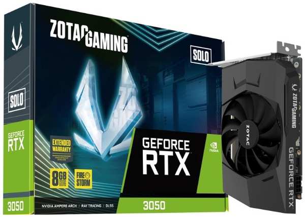 Видеокарта PCI-E Zotac GeForce RTX 3050 Solo (ZT-A30510L-10L) 6GB GDDR6 96bit 8nm 1042/14000MHz DP HDMI 9698881589