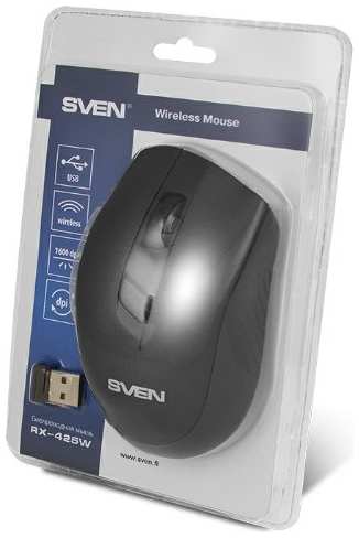 Мышь Wireless Sven RX-425W SV-014483 6 кн, 1600dpi, USB, черная 9698881603