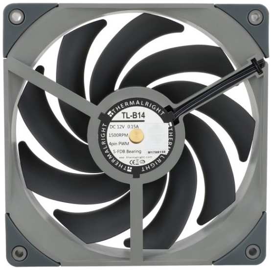 Вентилятор для корпуса Thermalright TL-B14 140x140x25mm 4-pin 27.6dB черный Ret 9698881686