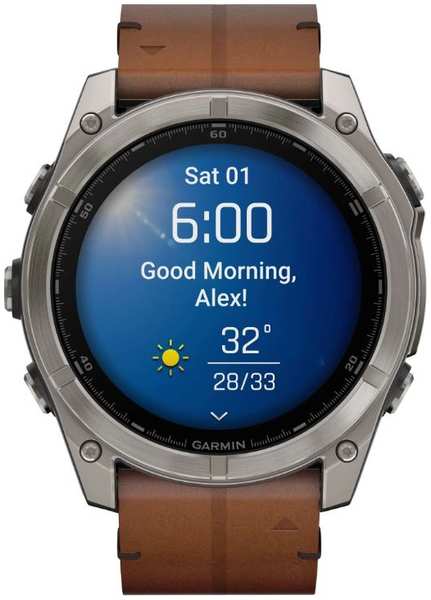 Часы Garmin Fenix 8 AMOLED Sapphire 010-02905-40 51мм, каштановый кожаный ремешок, титановый серый 9698881705