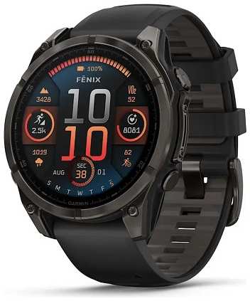 Часы Garmin Fenix 8 AMOLED Sapphire 010-02904-21 47мм, угольно-черный DLC, черные 9698881792