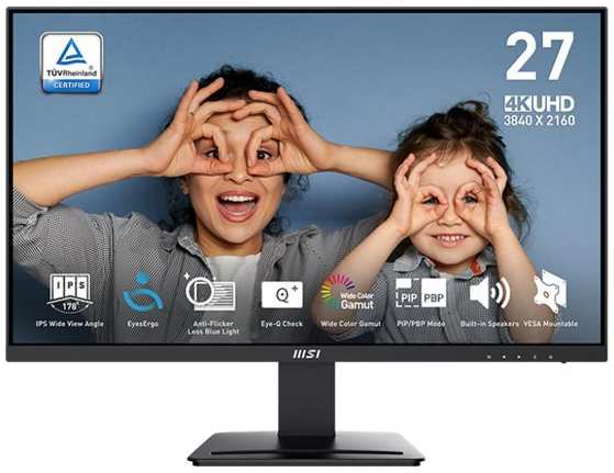 Монитор 27″ MSI PRO MP273U 9S6-3PB4CH-230 3840x2160 LED, 16:9, IPS, 300cd, 1000:1, 100M:1, 4ms, 178/178, DP, 2*HDMI, audio, 60Hz, Speakers, VESA 75x75