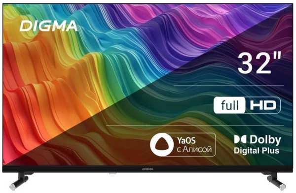 Телевизор LED Digma DM-LED32SBB33 32″ Яндекс.ТВ Frameless Metal черный FULL HD 60Hz DVB-T DVB-T2 DVB-C DVB-S DVB-S2 USB WiFi Smart TV (RUS) 9698882302