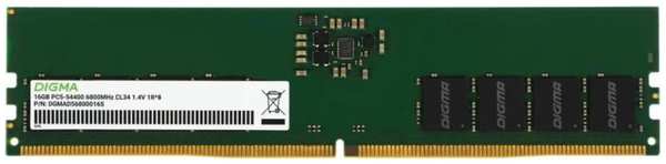 Модуль памяти DDR5 16GB Digma DGMAD56800016S 6800MHz PC5-54400 CL34 288-pin 1.4В single rank Ret